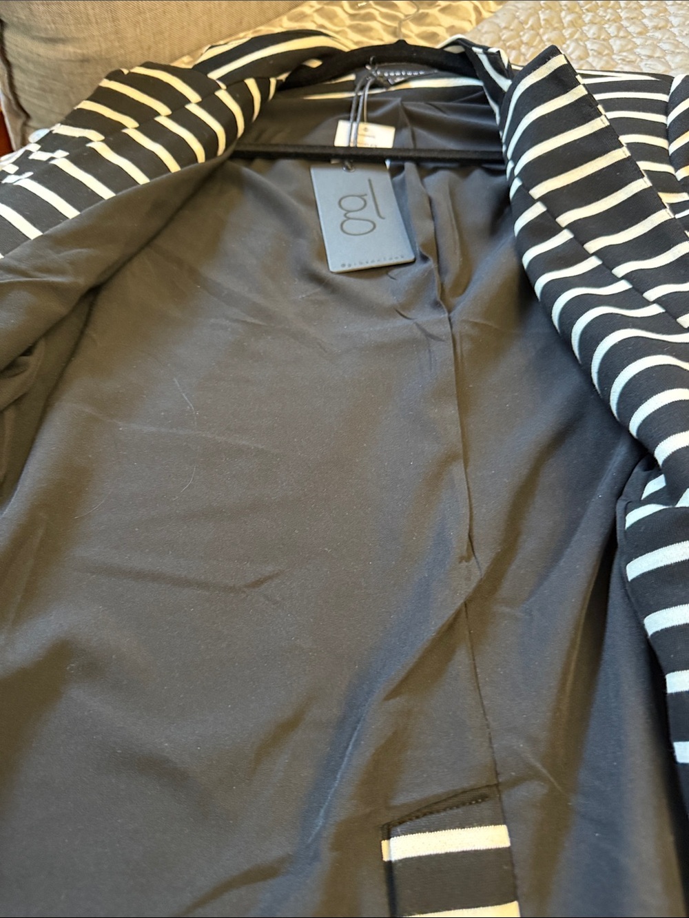 NWT GIBSONLOOK INVERTED NOTCH COLLAR BLACK CREAM KNIT BLEND LINED BLAZER SMALL - Picture 9 of 11
